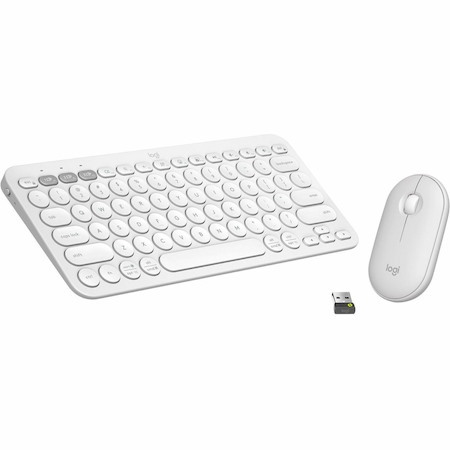 Logitech Pebble 2 Combo, Wireless Keyboard and Mouse, Quiet and Portable, Customizable, Logi Bolt, Bluetooth, Tonal White