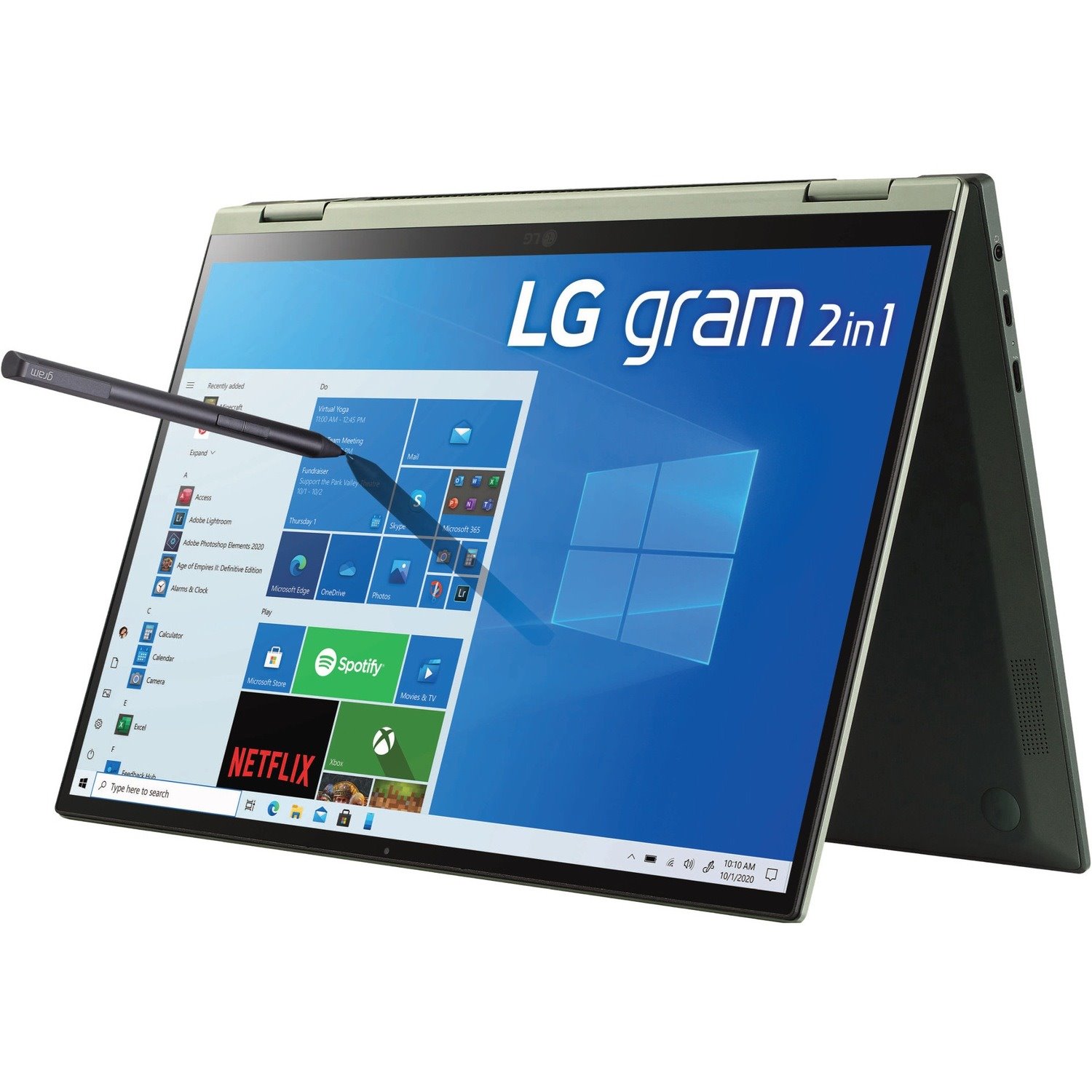 LG gram 14T90P-K.APG5U1 14" Touchscreen Convertible 2 in 1 Notebook - WUXGA - Intel Core i7 11th Gen i7-1165G7 - 16 GB - 512 GB SSD - Topaz Green