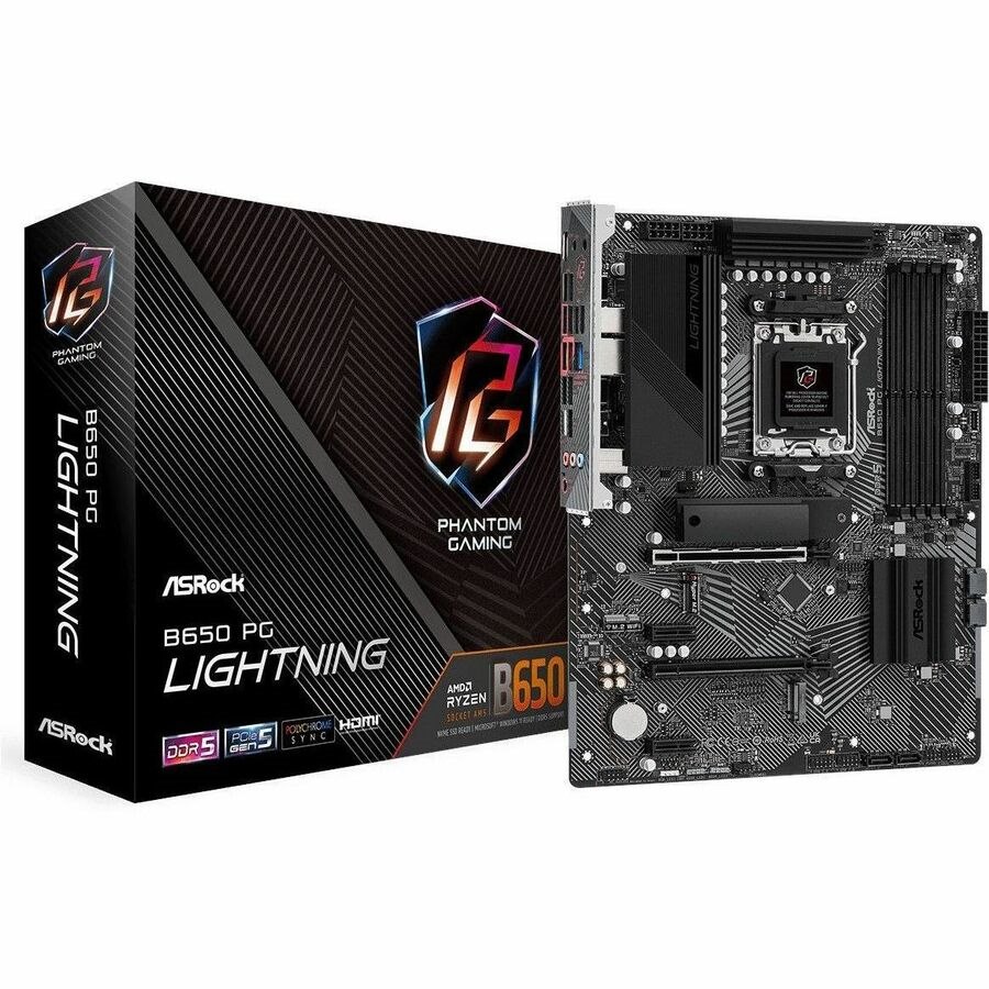 ASRock B650 PG LIGHTNING Gaming Desktop Motherboard - AMD B650 Chipset - Socket AM5 - ATX