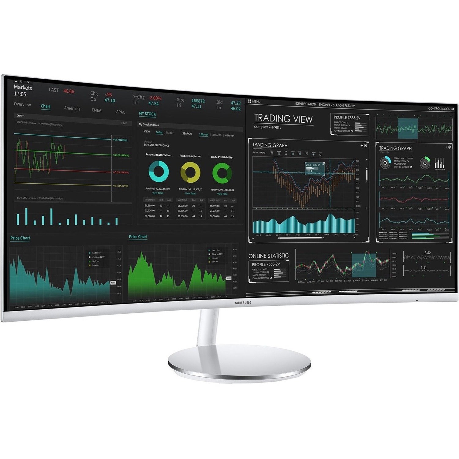 Samsung C34J791WTN 34" Class Double Full HD (DFHD) Curved Screen LCD Monitor - 21:9 - Silver, White