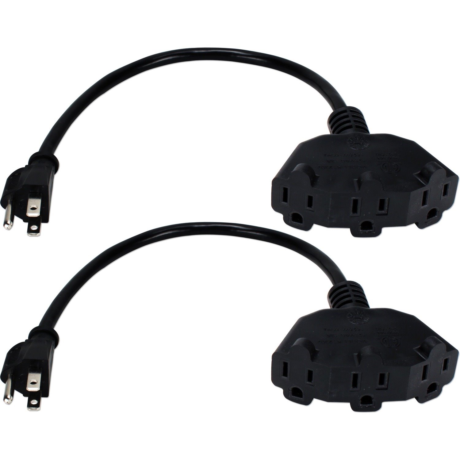 QVS 2-Pack 12 Inches 3-Outlet OutletSaver AC Power Splitter Adaptor