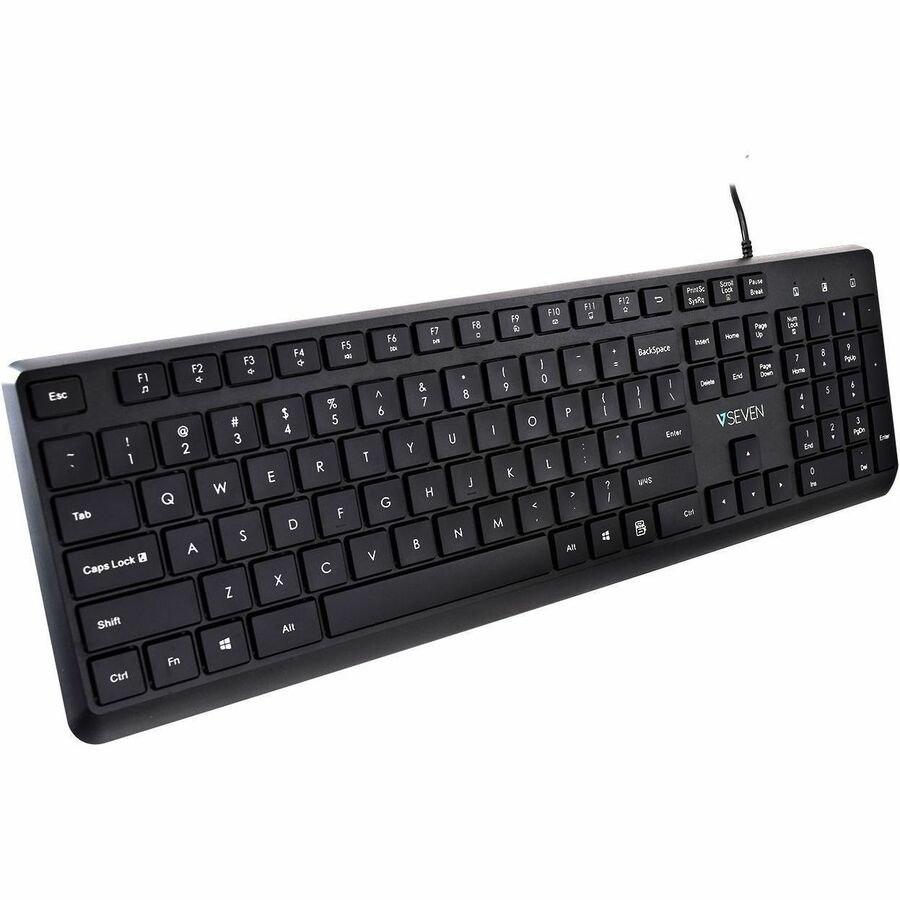 V7 KU350US Keyboard - Cable Connectivity - USB Interface - English (US) - Black