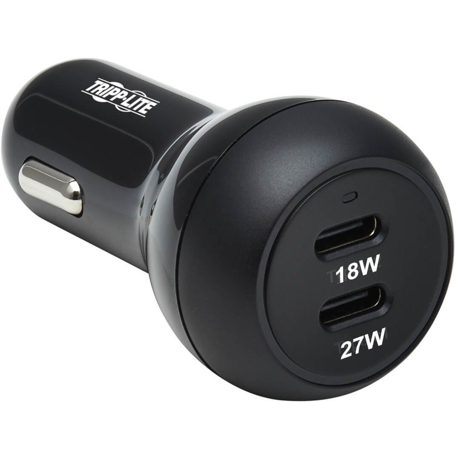 Eaton Tripp Lite Series Dual-Port USB-C Car Charger with 45W PD Charging - USB-C (27W), USB-C (18W), Black