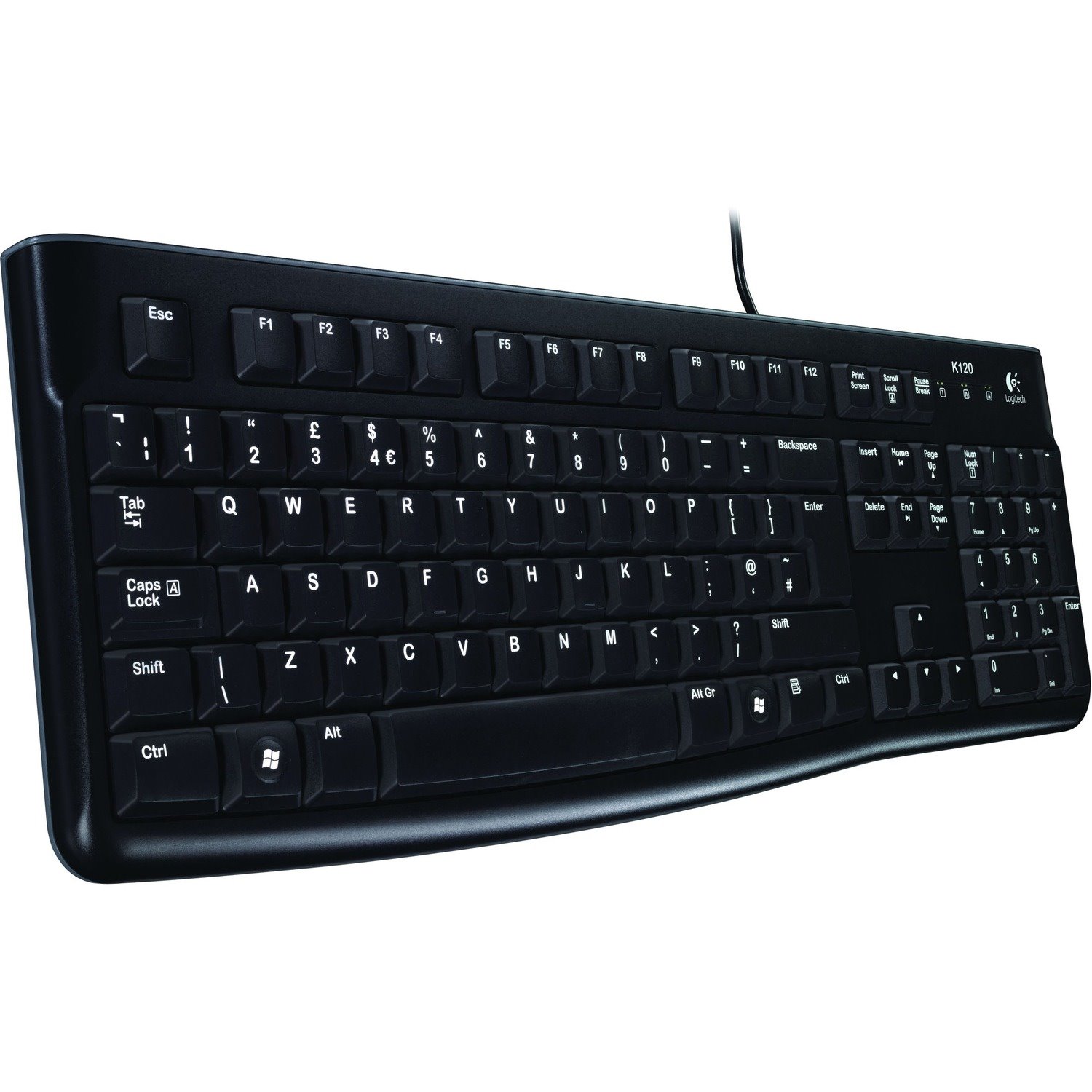 Logitech K120 Keyboard - Cable Connectivity - USB Interface - Turkish - QWERTY Layout - Black