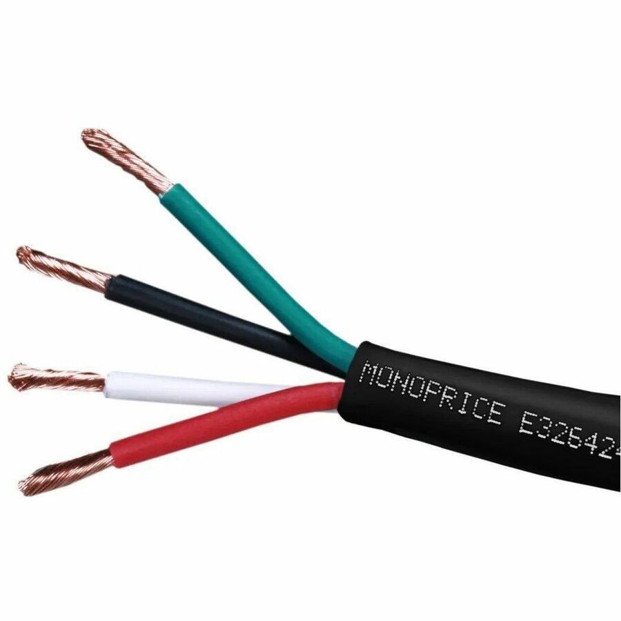 Monoprice Speaker Wire CL2 Rated 4-Conductor 14Awg 1000FT Black
