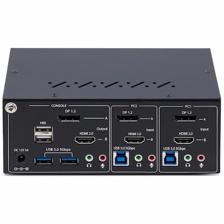 StarTech.com 2-Port Dual-Monitor DisplayPort and HDMI KVM Switch, 4K 60Hz, 2-Port USB 5Gbps Hub, 2x USB HID Ports, Hotkeys, TAA Compliant