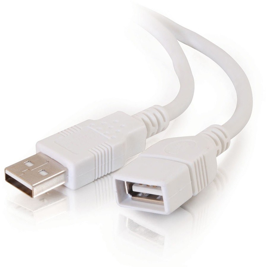 C2G 3.3ft USB Extension Cable - USB A to USB A Extension Cable - USB 2.0 - White - M/F