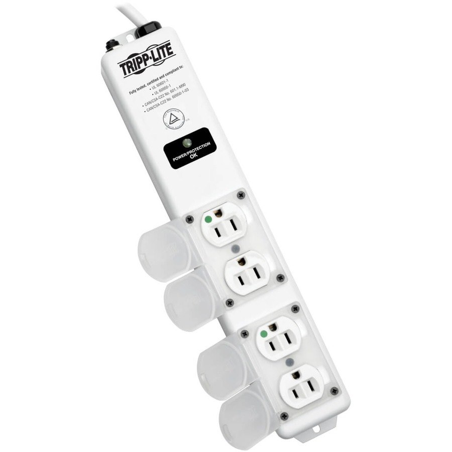 Eaton Tripp Lite Series Safe-IT UL 60601-1 Medical-Grade Surge Protector for Patient-Care Vicinity, 4x Hospital-Grade Outlets, 15 ft. Cord, Antimicrobial Protection