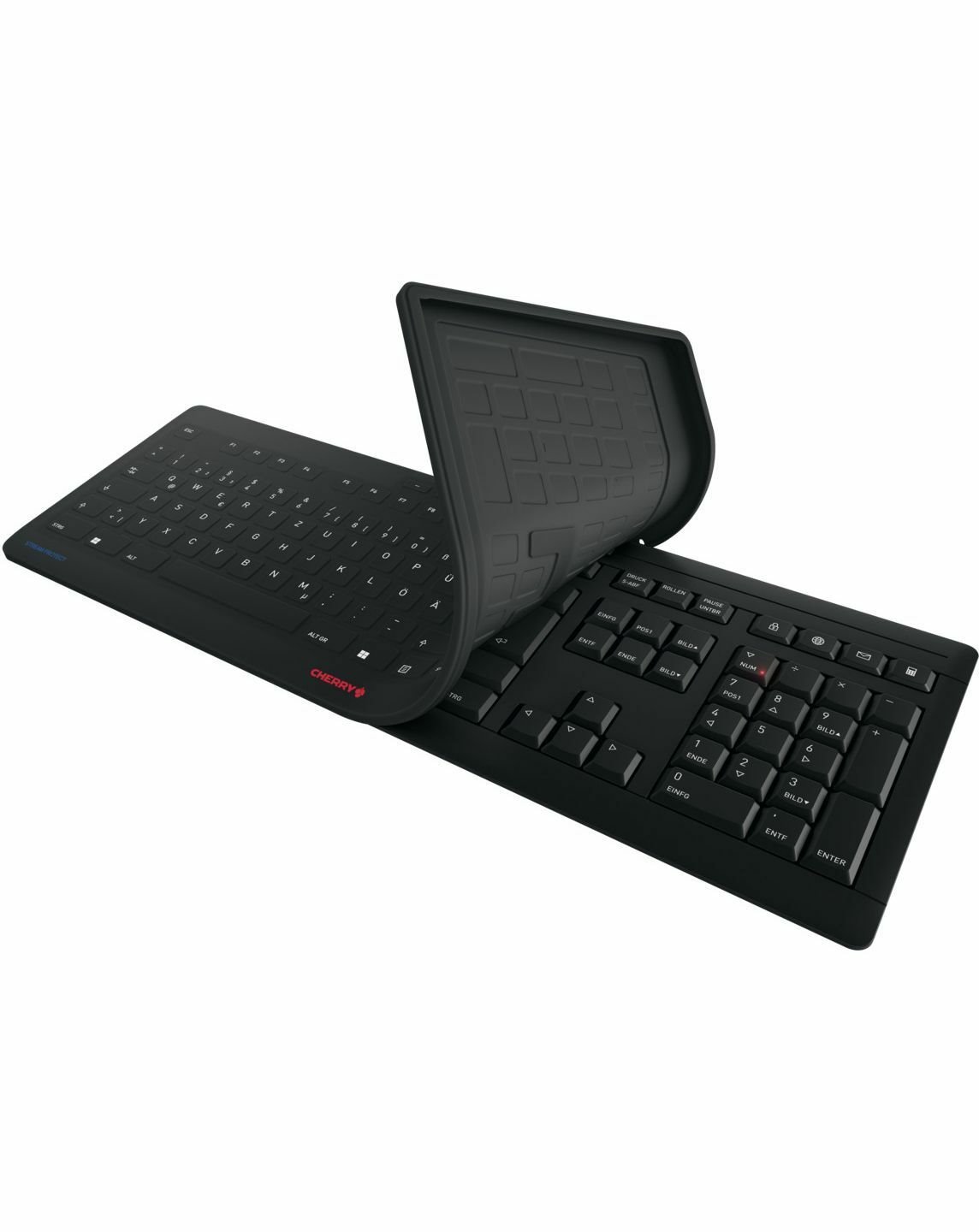 CHERRY STREAM PROTECT Keyboard - Wireless Connectivity - USB Interface - English (US) - QWERTY Layout - Black