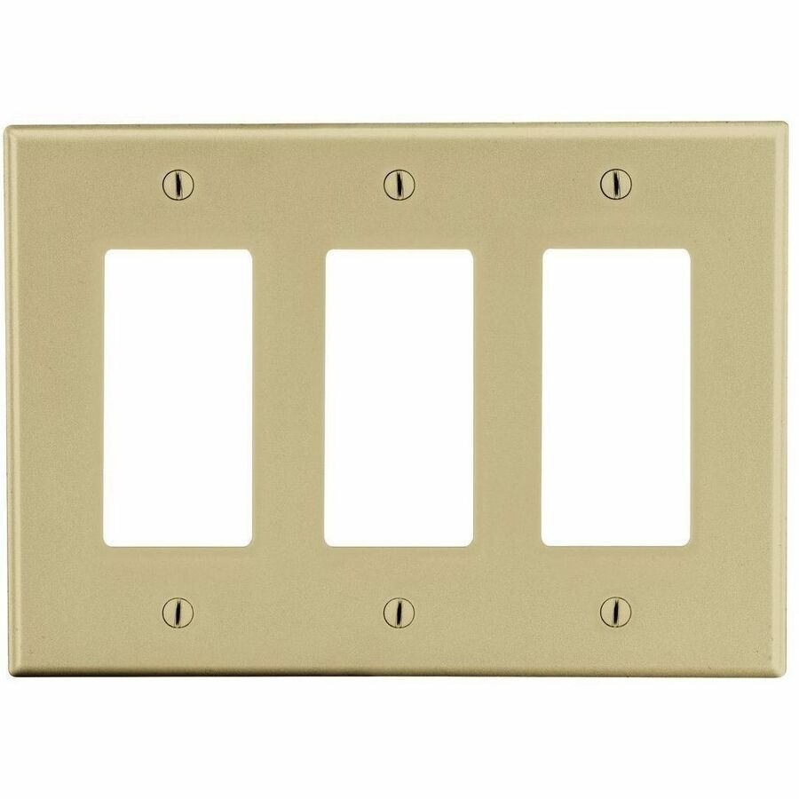Bryant Wallplate, Mid-Size 3-Gang, 3) Decorator, Ivory