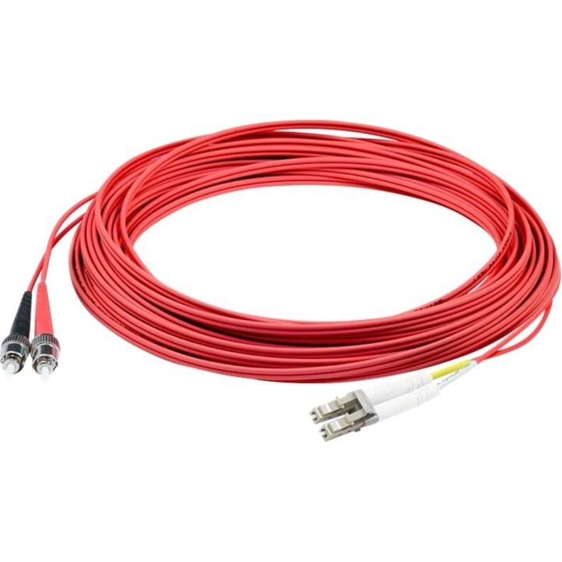 AddOn 10m ST to LC Red OM1 Duplex OFNR (Riser-Rated) MMF Fiber Patch Cable