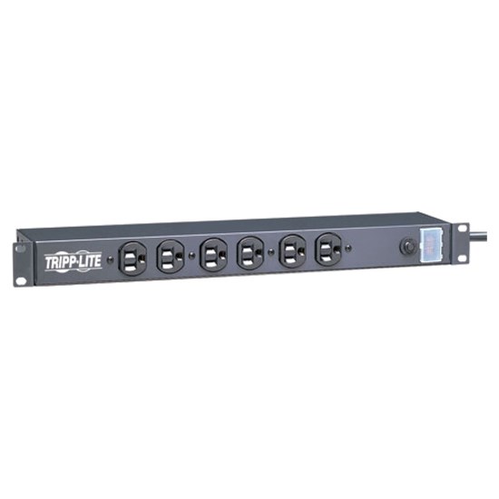 Tripp Lite by Eaton 1U Rack-Mount Network Server Power Strip, 120V, 15A, 6-Outlet (Front-Facing), 15 ft. (4.57 m) Cord