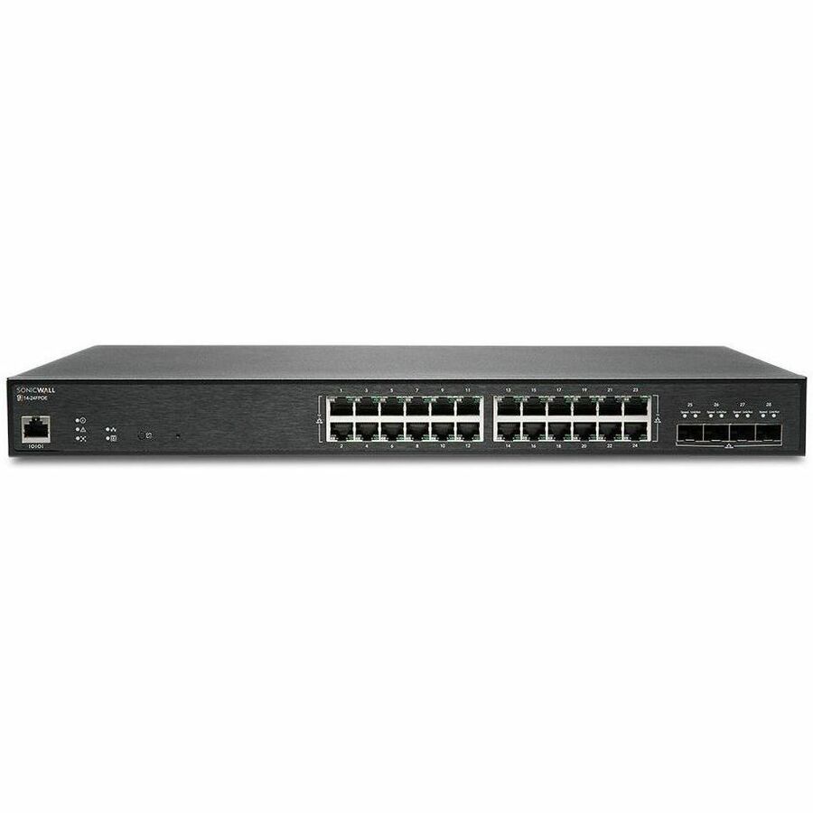 SonicWall Switch Sws14-24Fpoe - Switch - Beheerd - 24 X 10/100/1000 (PoE+) + 4 X 10 Gigabit SFP+ - Rack-Uitvoering - PoE+ (410 W) - NVH, Demo