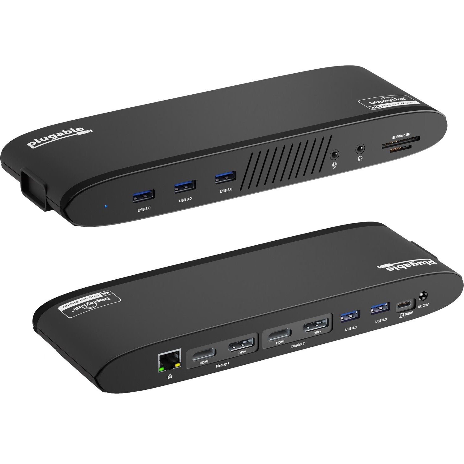 Plugable USB C Laptop Docking Station, Dual Monitor 4K 60Hz for Apple Mac M1/M2/M3, 2x HDMI or 2x DisplayPort