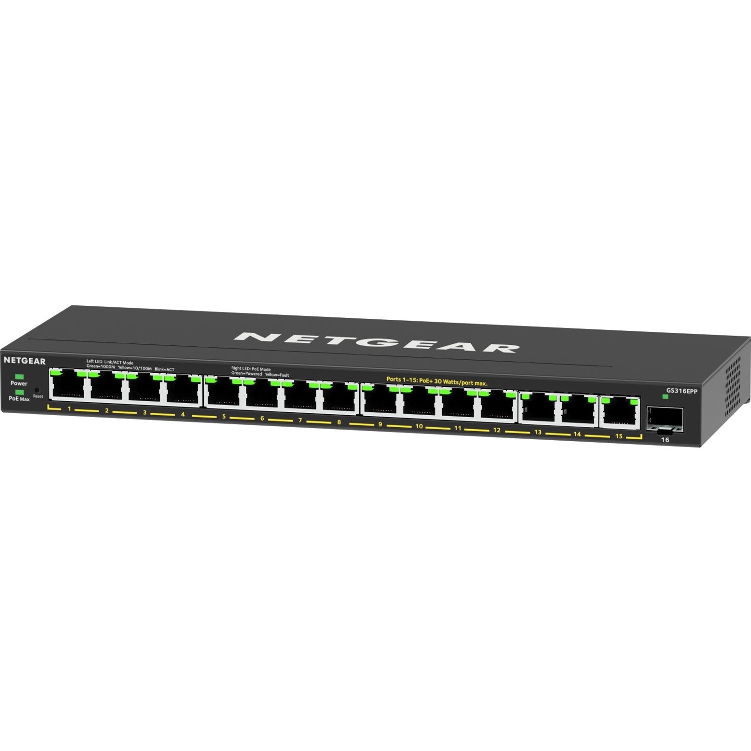 Netgear 16-Port High-Power PoE+ Gigabit Ethernet Plus Switch (231W) with 1 SFP Port