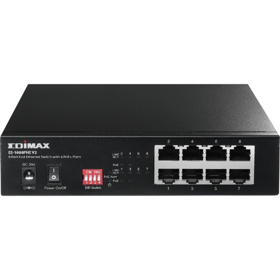 Edimax Long Range 8-Port Fast Ethernet Switch with 4 PoE+ Ports & DIP Switch