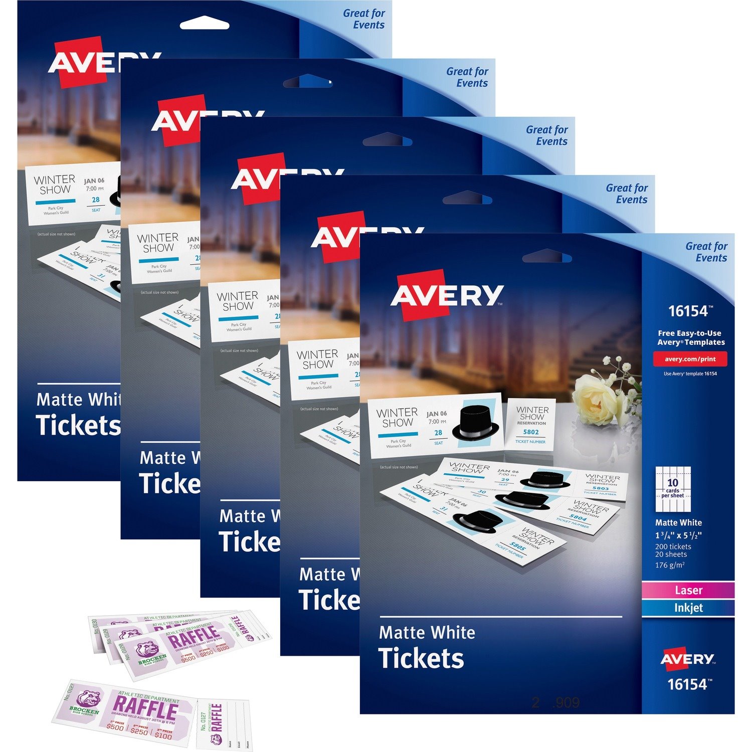 Avery&reg; Blank Tickets with Tear-Away Stubs