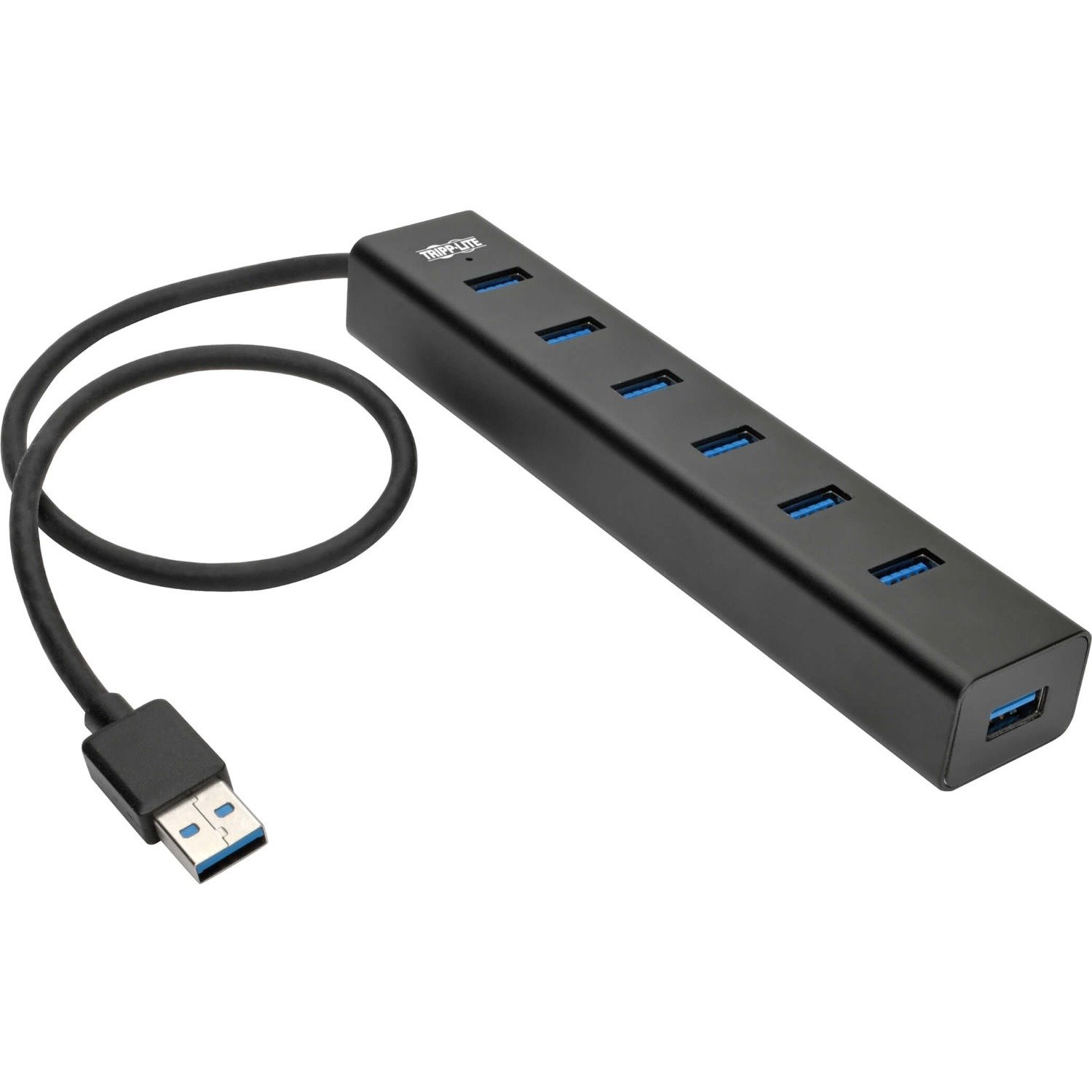 Eaton Tripp Lite Series 7-Port USB-A Mini Hub - USB 3.x (5Gbps), International Plug Adapters, Aluminum Housing