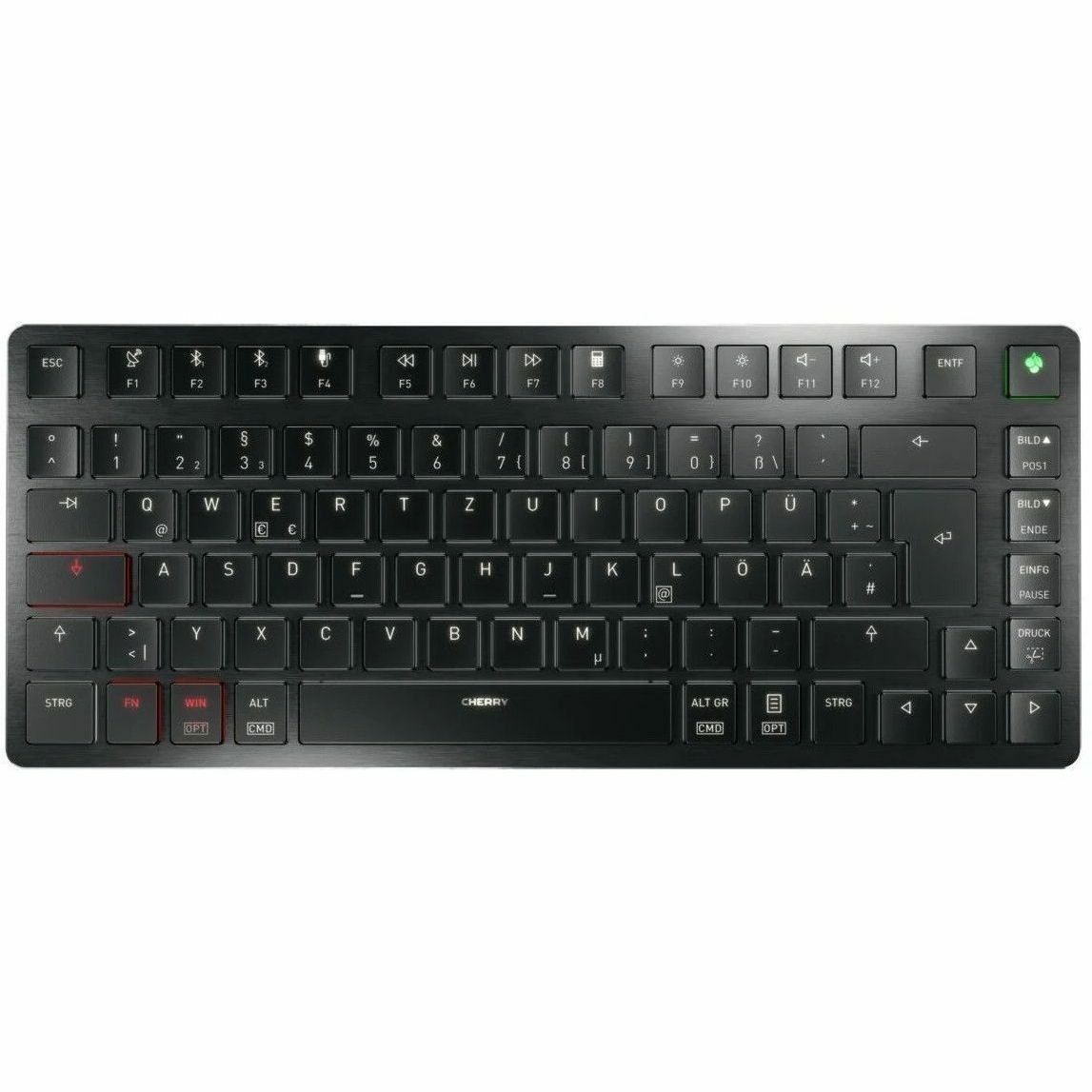 CHERRY MXU-270 Keyboard - Wired/Wireless Connectivity - USB 2.0 Type A Interface - RGB LED - English (US) - Black