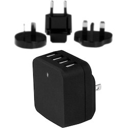 StarTech.com Travel USB Wall Charger? 4 Port? Black? Universal Travel Adapter? International Power Adapter? USB Charger