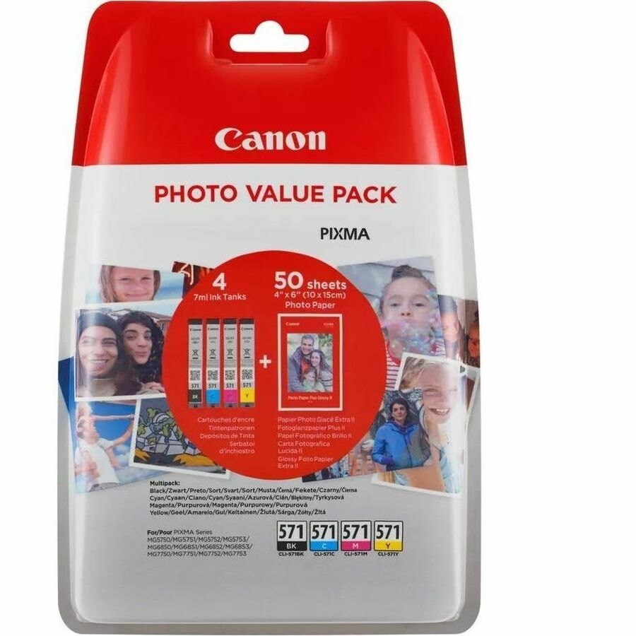 Canon CLI-571 Original Inkjet Ink Cartridge - Cyan, Magenta, Yellow - 4 / Pack