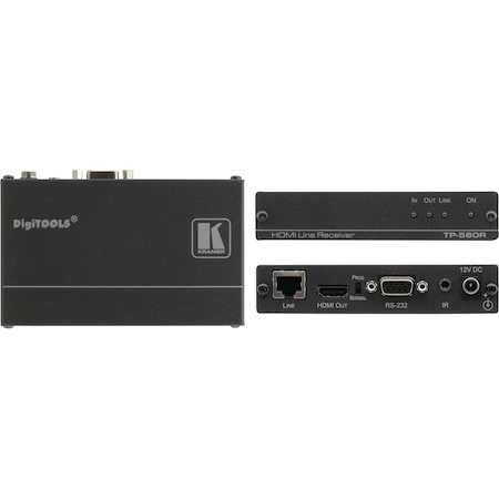 Kramer HDMI, Bidirectional RS-232 & IR over HDBaseT Twisted Pair Receiver