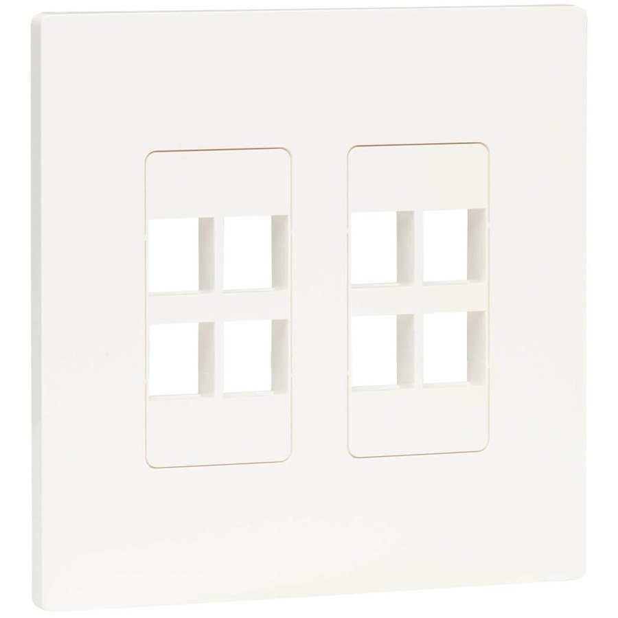 Tripp Lite by Eaton 8-Port Keystone Double-Gang Faceplate, White, TAA