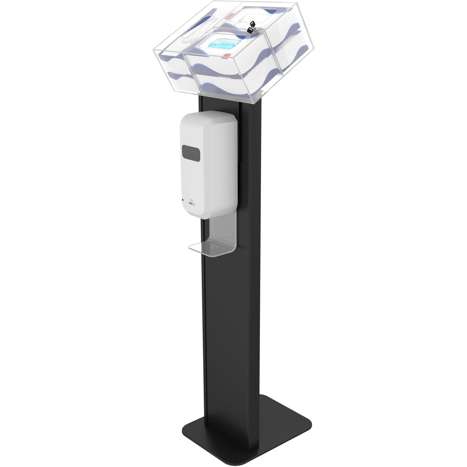 CTA Digital Premium Locking Sanitizing Station Stand with Graphic Card Slot (Black)