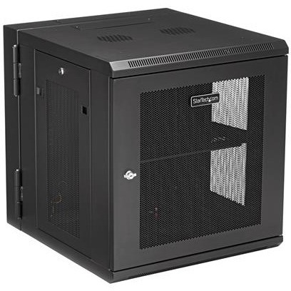 StarTech.com 4-Post 12U Wall Mount Network Cabinet, 19" Hinged Wall-Mounted Server Rack for IT Equipment, Flexible Lockable Rack Enclosure