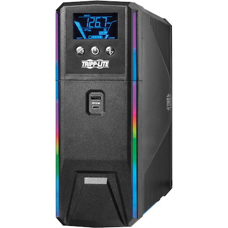 Eaton Tripp Lite Series 1200VA 720W 120V Pure Sine Wave Gaming UPS Battery Backup - LCD, AVR, RGB LEDs, USB Charging, Power Saving