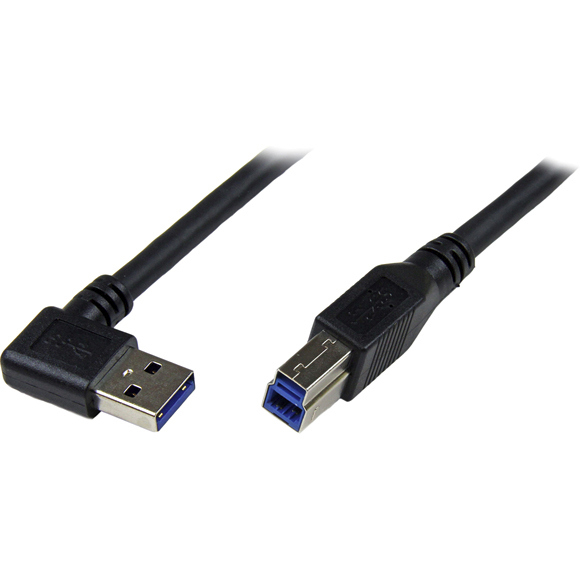 StarTech.com 3m Black SuperSpeed USB 3.0 Cable - Right Angle A to B - 10 ft USB 3 Cable - Right Angle USB 3.0 A (M) to USB 3.0 B (M)