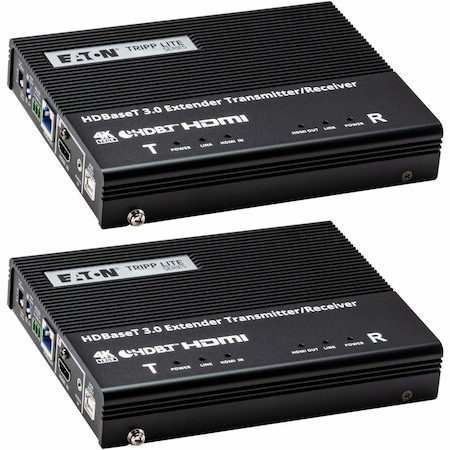 Eaton Tripp Lite Series HDBaseT 3.0 Transmitter and Receiver Kit, HDMI 4K 60 Hz (4:4:4), RS-232, IR Control, Up to 328 ft. (100 m), TAA
