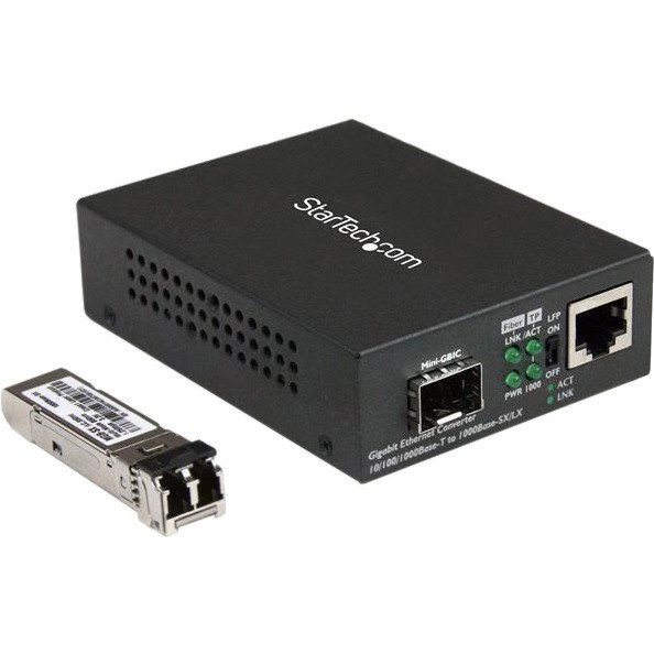 StarTech.com Gigabit Ethernet Fiber Media Converter - Compact - 850nm MM LC - 550m - With MM SFP Transceiver