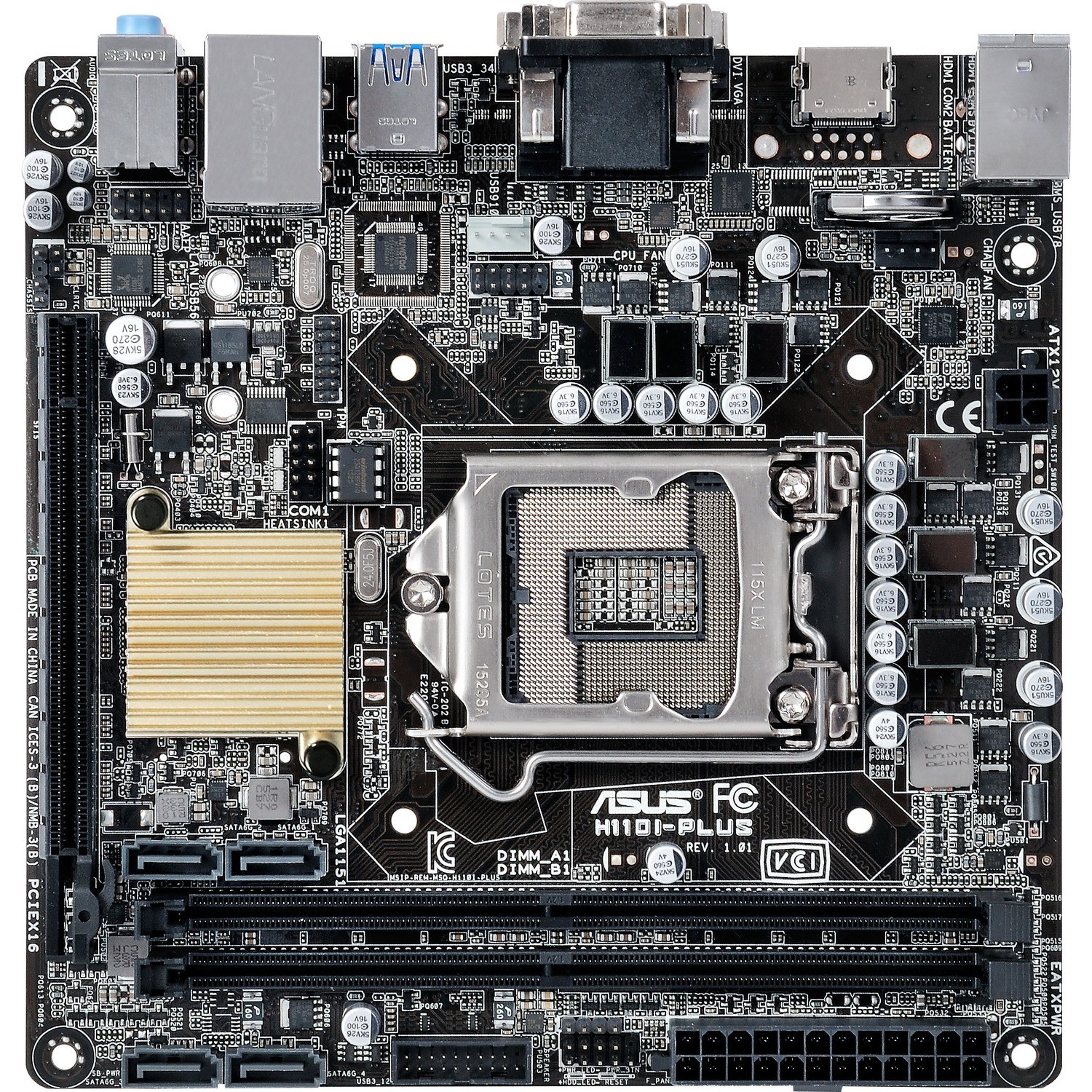 Asus H110I-PLUS Desktop Motherboard - Intel H110 Chipset - Socket H4 LGA-1151 - Mini ITX