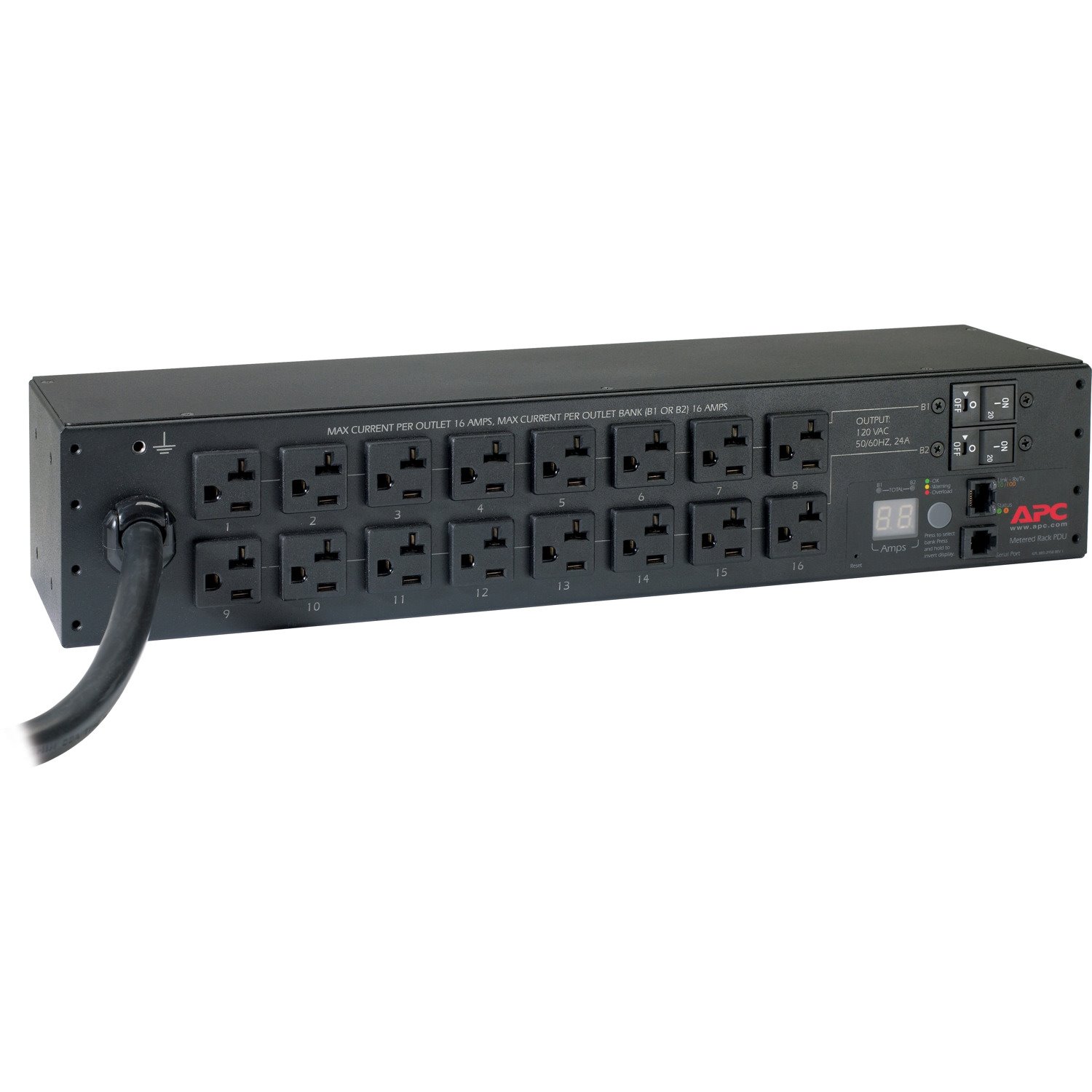 APC by Schneider Electric Rack PDU, Metered, 2U, 30A, 120V, (16) 5-20