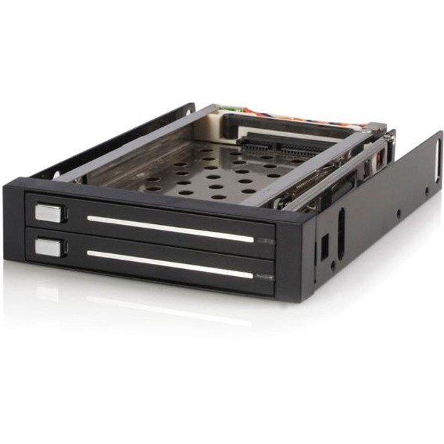 StarTech.com 2 Drive 2.5in Trayless Hot Swap SATA Mobile Rack Backplane - Storage bay adapter - black