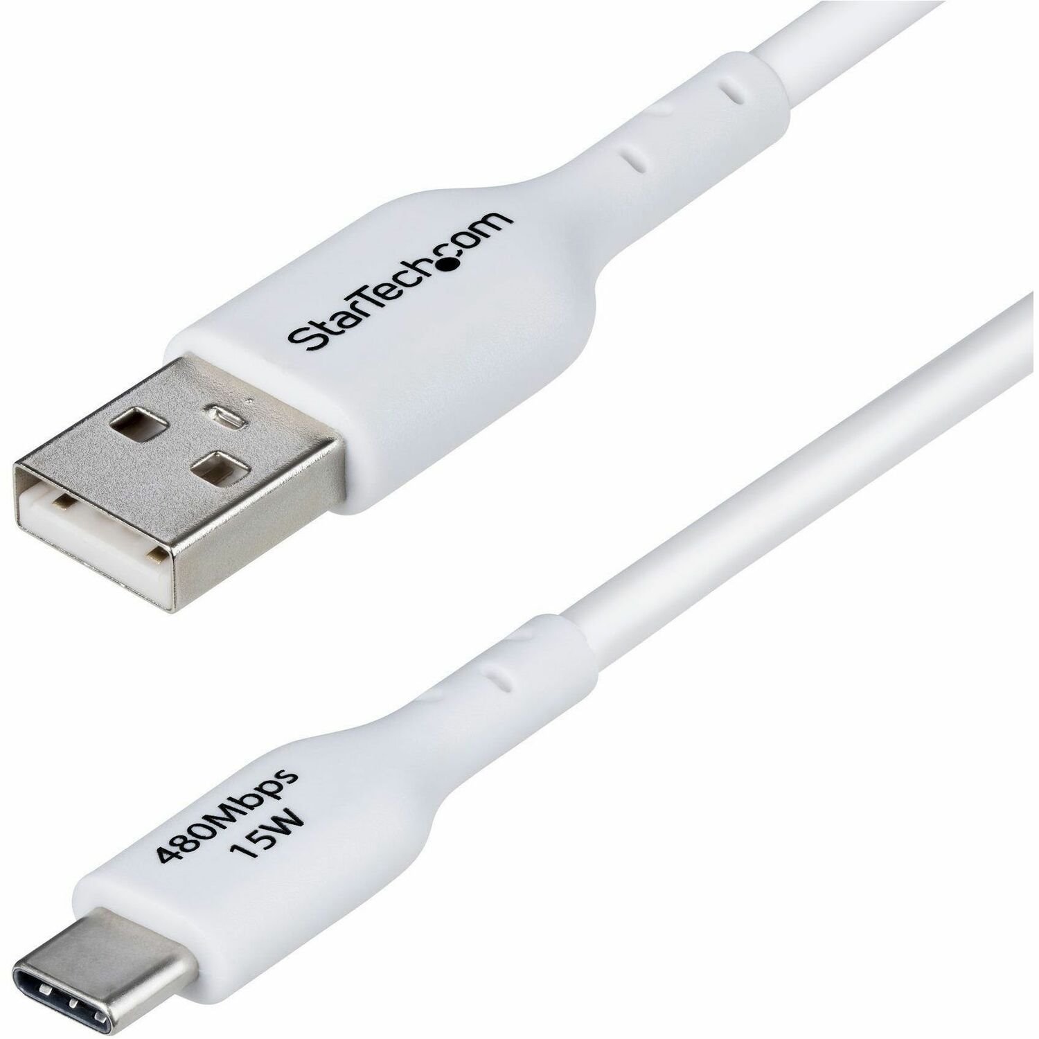 StarTech.com 6ft (1.8m) USB-A to USB-C Charging Cable, Charge & Sync, 3A, USB 2.0, TPE Jacket - White USB Charging Cord