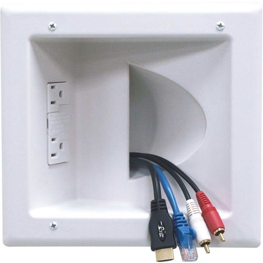 Peerless-AV&reg; Recessed Low Voltage Media Plate With Duplex Surge Suppressor