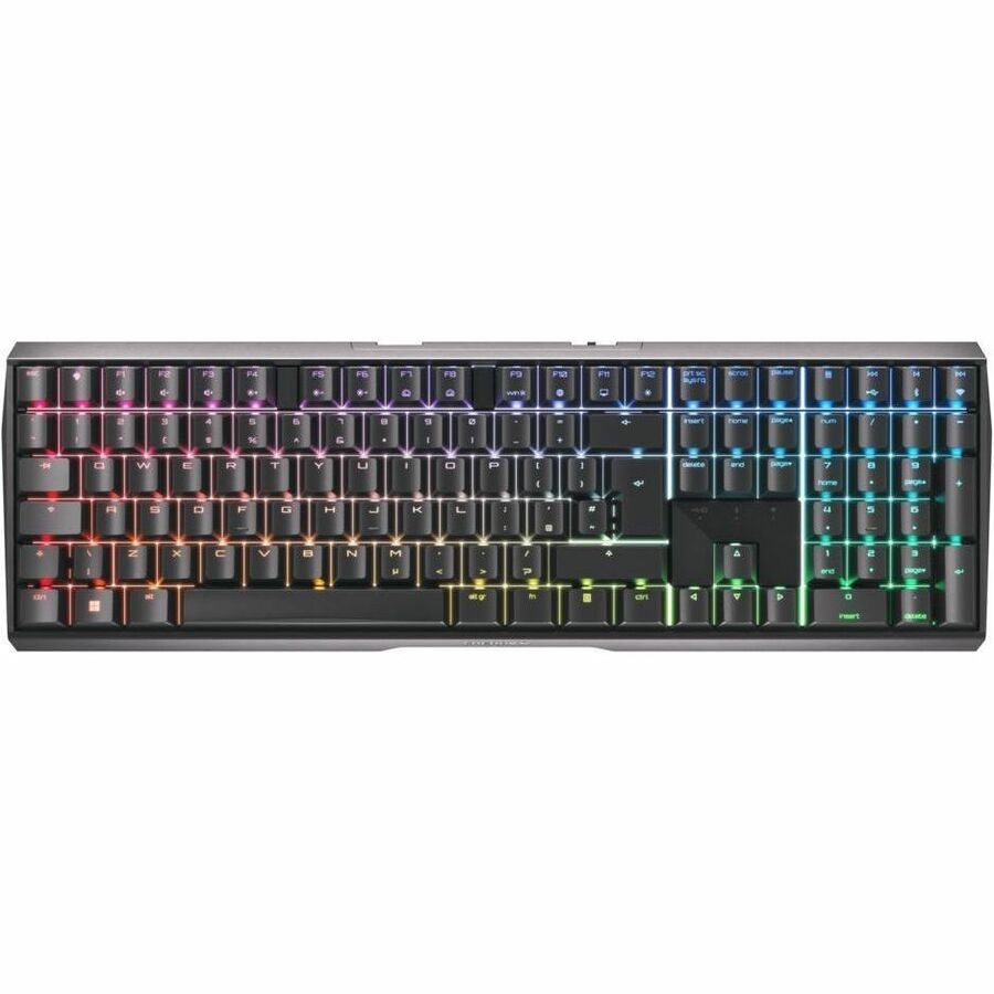 Cherry XTRFY MX 3.0S - Keyboard - 100% - Full Size - Backlit - Wireless - Usb, 2.4 GHz, Bluetooth 5.2 - Qwerty - Uk - Key Switch: Cherry Mx2a Red - Black