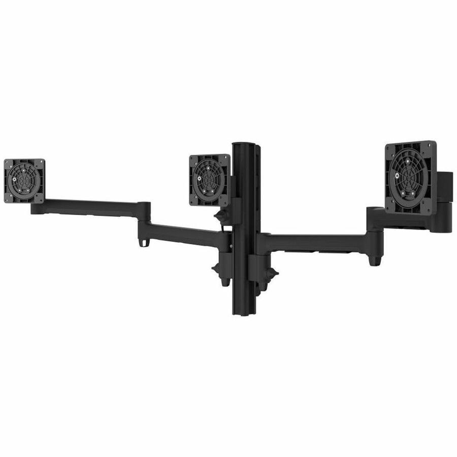 Atdec Awms-3-13714 Triple Monitor Arms + 400MM Post / 12KG (26.5LB) Flat Screens, 10KG (22LB) Curved Screens + Heavy-Duty F Clamp Desk Fixing, Black