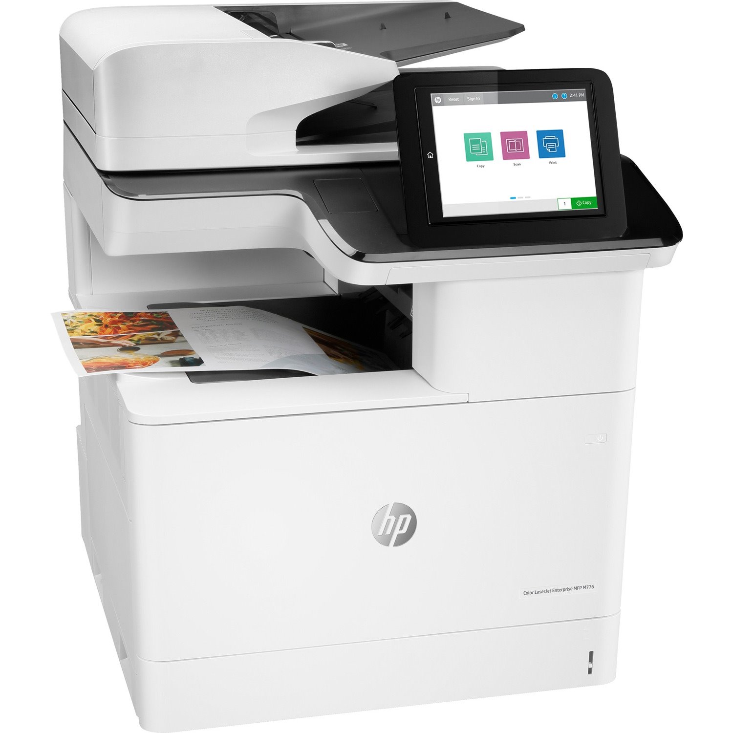 HP LaserJet M776 M776dn Laser Multifunction Printer-Color-Copier/Scanner-46 ppm Mono/46 ppm Color Print-1200x1200 Print-Automatic Duplex Print-200000 Pages Monthly-650 sheets Input-Color Scanner-600 Optical Scan-Gigabit Ethernet