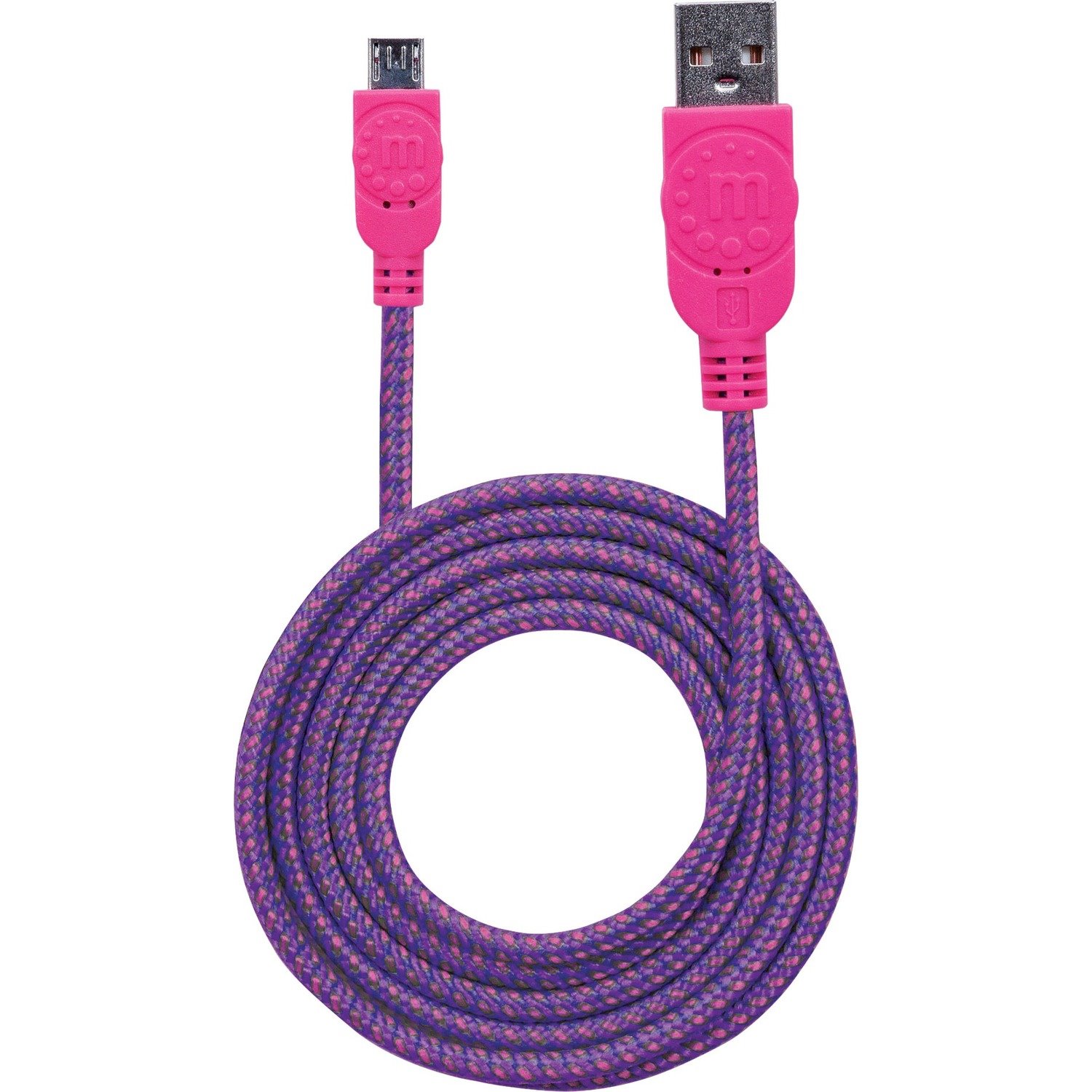 Manhattan Braided USB 2.0 A Male / Micro-B Male, 6 ft., Purple/Pink - Retail Package
