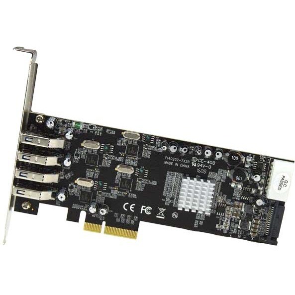 StarTech.com 4 Port PCI Express (PCIe) SuperSpeed USB 3.0 Card Adapter w/ 4 Dedicated 5Gbps Channels - UASP - SATA/LP4 Power