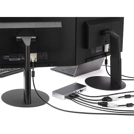 StarTech.com Dual Monitor USB C Docking Station w/ 60W Power Delivery - USB 3.1 Gen 1 Type C to HDMI or DVI - 5x USB - Windows Laptop Dock