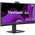 ViewSonic VG3457CV 34 Inch Ultrawide QHD 1440p Curved Video Conferencing Docking Monitor with Windows Hello Compatible IR Webcam, Advanced Ergonomics, and 100W USB C for Home and Office