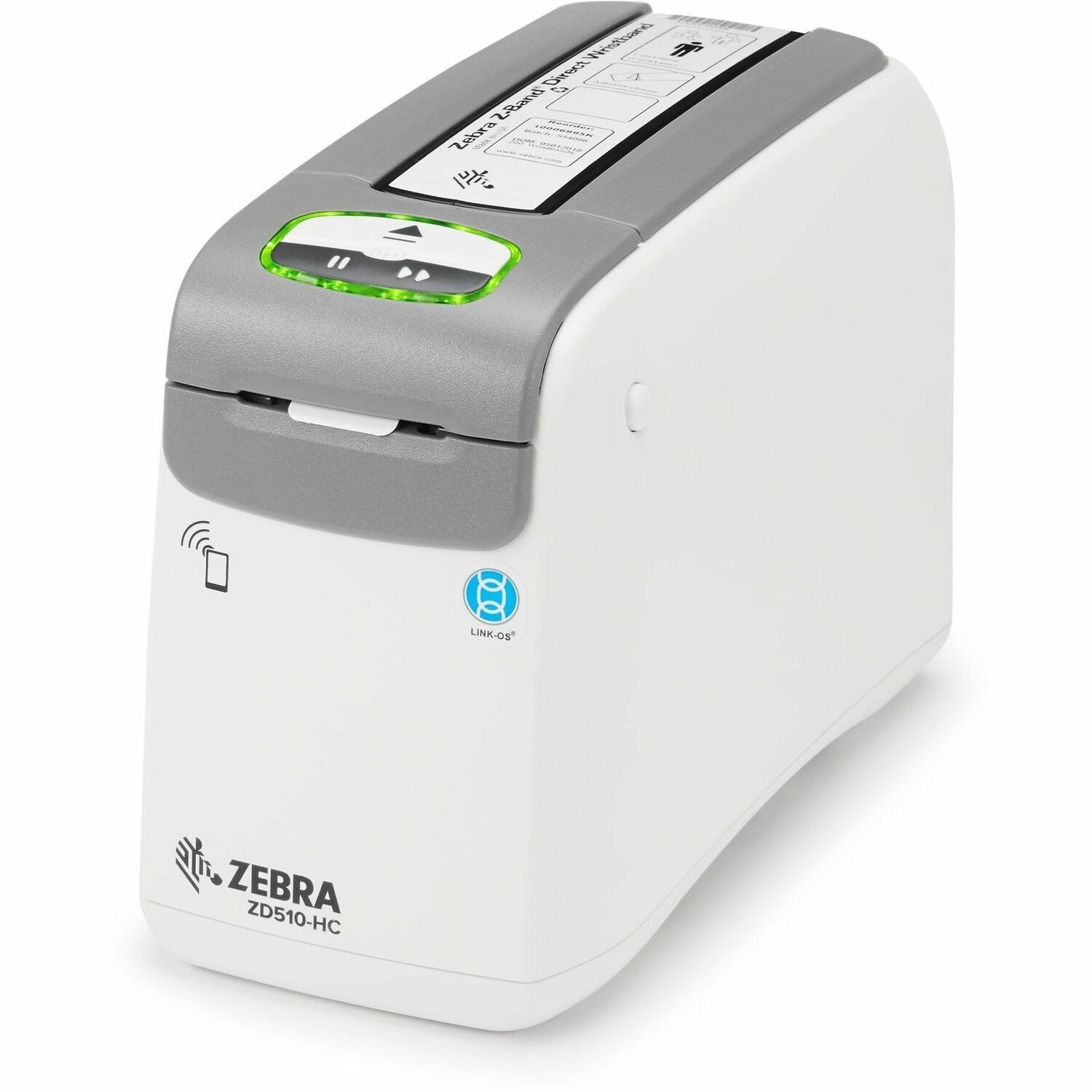 Zebra ZD510-HC Healthcare, Hospitality Direct Thermal Printer - Monochrome - Desktop - Wristband Print - Fast Ethernet - USB - USB Host - Bluetooth 4.1 - IEEE 802.11ac Wireless LAN - Near Field Communication (NFC) - TAA Compliant