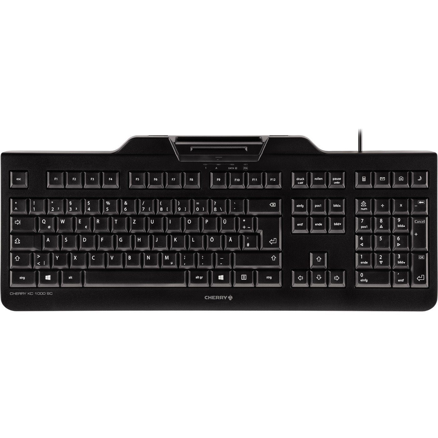 CHERRY KC 1000 SC Keyboard - Cable Connectivity - USB Interface - English (UK) - QWERTY Layout - Black