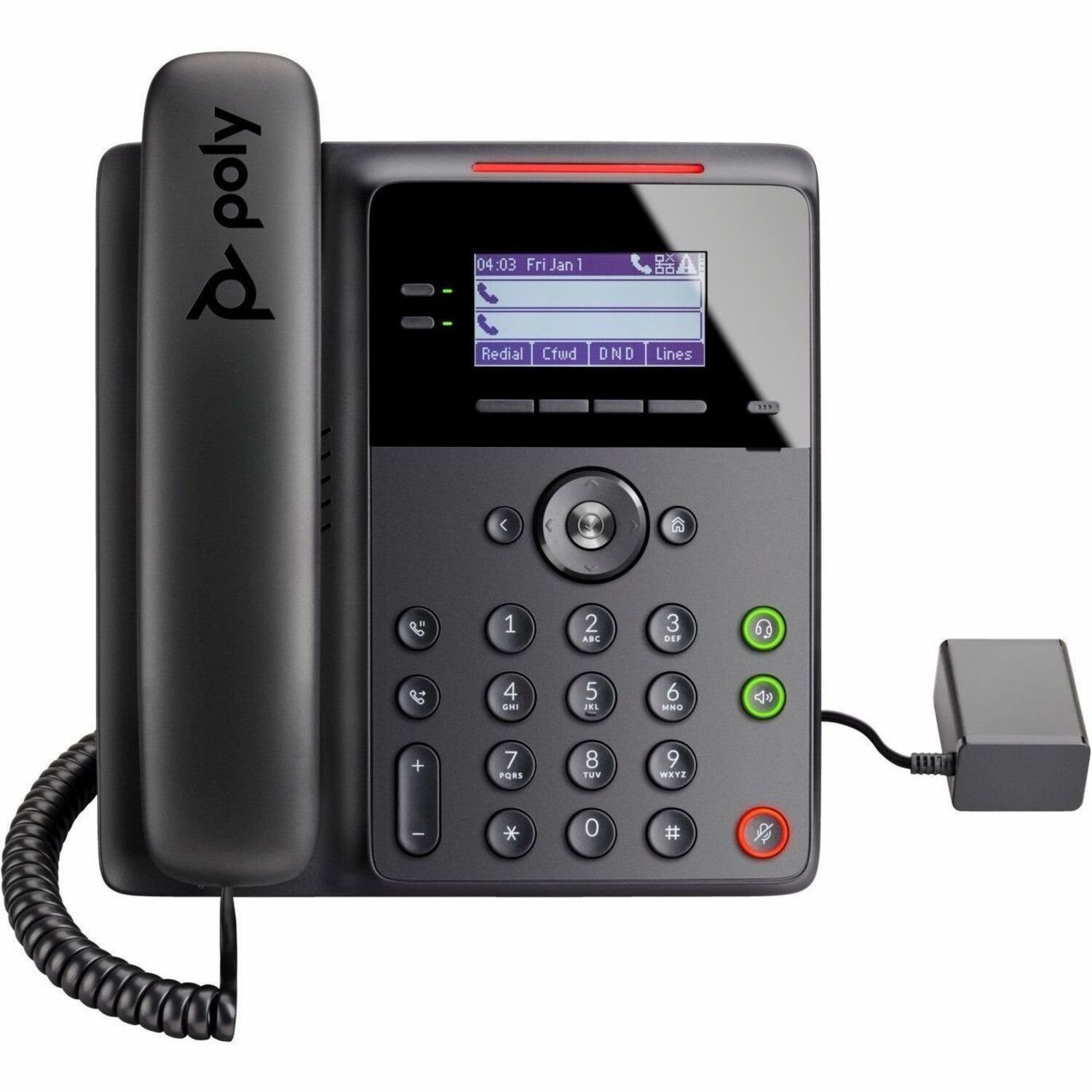 Poly Edge B30 IP Phone - Corded - Corded - Desktop, Wall Mountable - Black