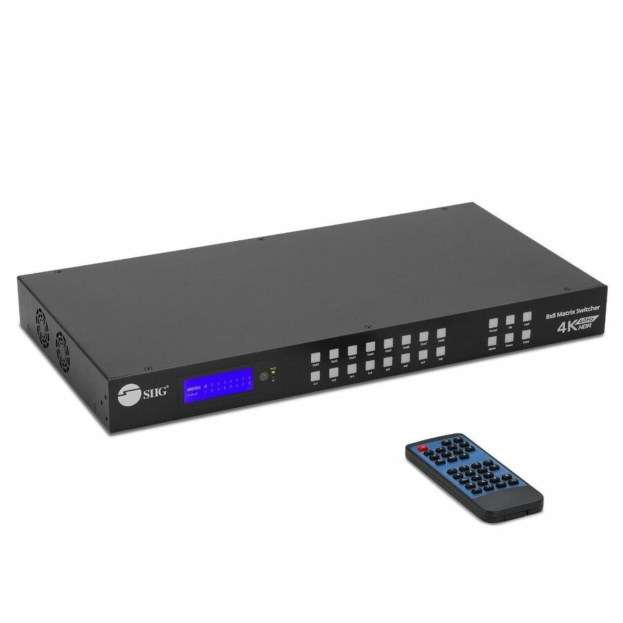 SIIG 8x8 HDMI 4K60Hz Matrix Switcher with LCD - 18Gbps- Downscaling- EDID Management - ARC- Audio Embedded/Extraction