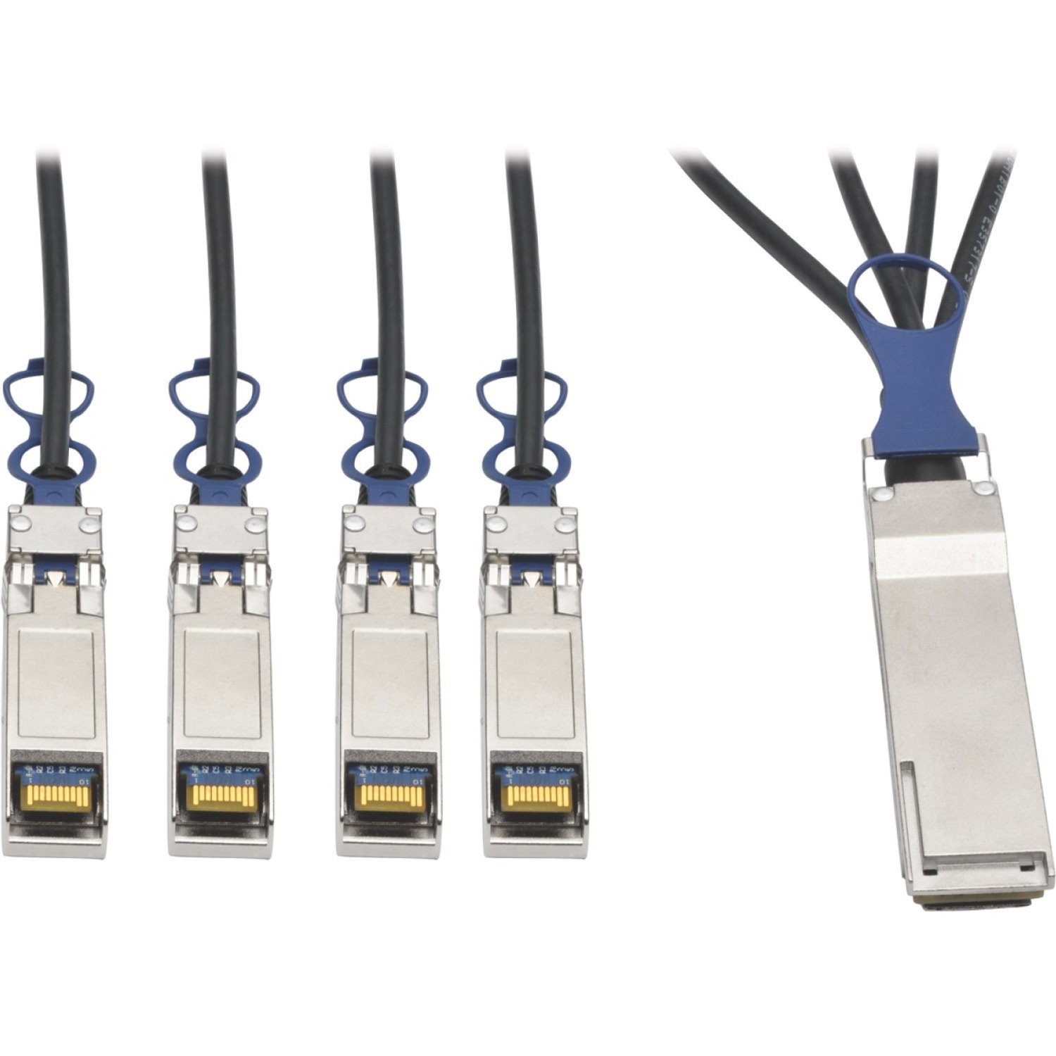 Eaton Tripp Lite Series QSFP+ to 10 GbE SFP+ Passive DAC Breakout Cable (M/M), QSFP+ to (x4) SFP+, Compatible to Cisco QSFP-4SFP10G-CU3M, 3M (9.84 ft.)